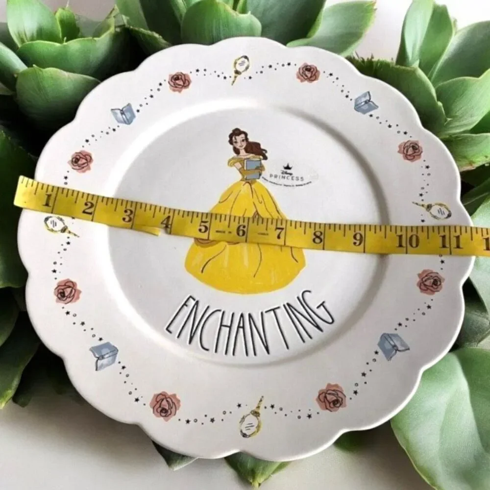NWT Set Of 2 Rae Dunn Disney 11”Belle Enchanting Scalloped Ceramic Dinner Plates